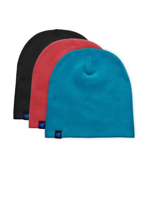 

Kosha Men Teal & Coral Solid Beanie