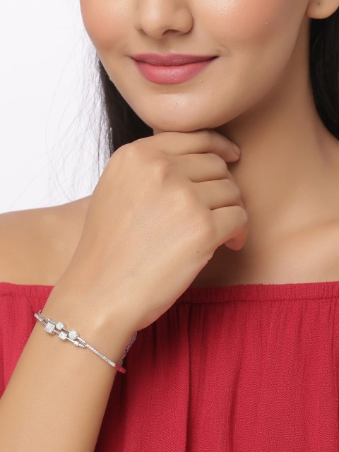 

Voylla Silver-Plated CZ-Studded Handcrafted Bracelet