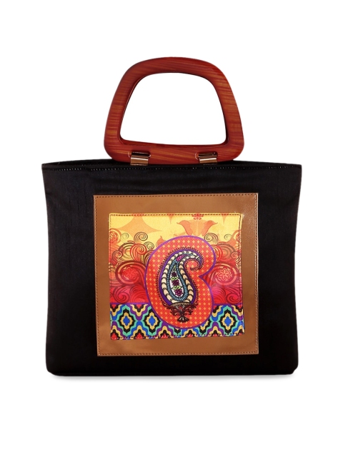 

All Things Sundar Black & Yellow Printed Handheld Bag