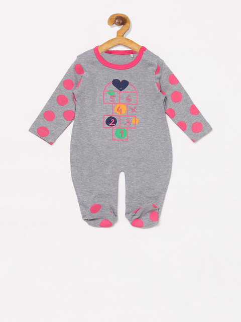 

Baby Go Gilrs Grey Printed Regular Fit Cotton Romper