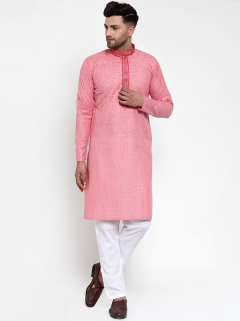 

Jompers Men Pink & White Printed Kurta with Pyjamas
