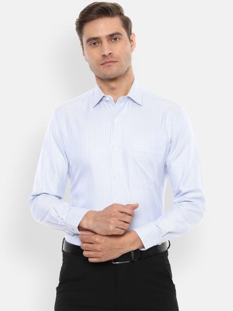 

Luxure by Louis Philippe Men White & Blue Regular Fit Striped Formal Shirt