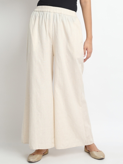

Molcha Women White Solid Flared Palazzos