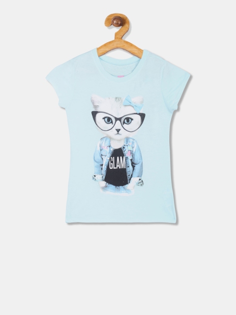 

The Childrens Place Girls Blue Printed Round Neck T-shirt