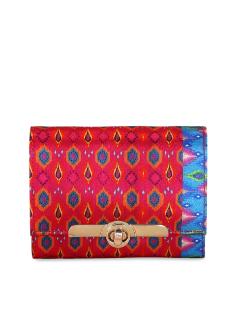 

All Things Sundar Women Pink & Blue Printed Three Fold Wallet