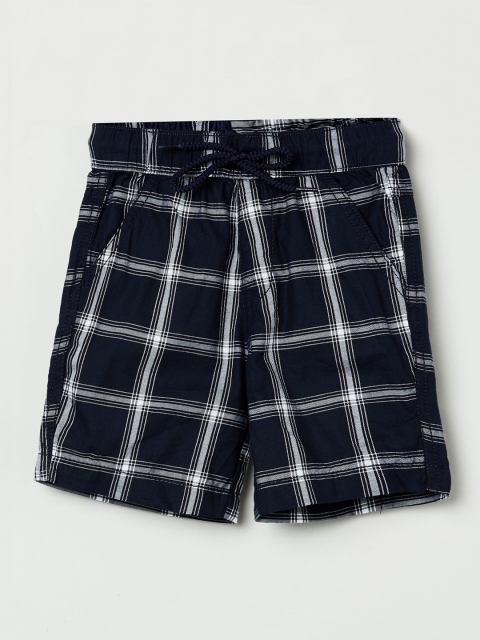 

max Boys Navy Blue & White Checked Regular Fit Regular Shorts