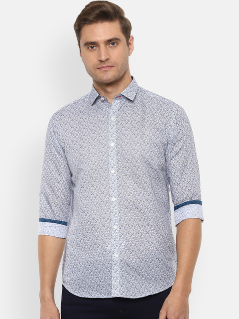 

V Dot Men Blue Slim Fit Printed Casual Shirt