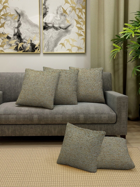 

KLOTTHE Set Of 5 Blue & Brown Striped Cushion Covers
