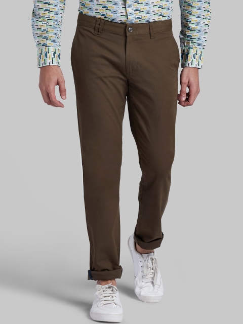 

Parx Men Olive Green Tapered Fit Solid Regular Trousers