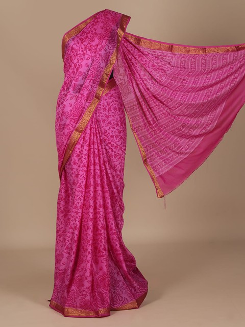 

Pothys Rose Woven Design Poly Crepe Saree