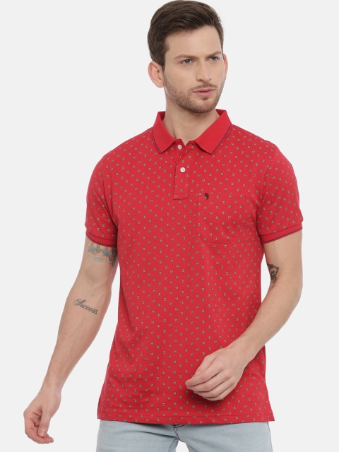 

Classic Polo Men Red Self Design Polo Collar T-shirt