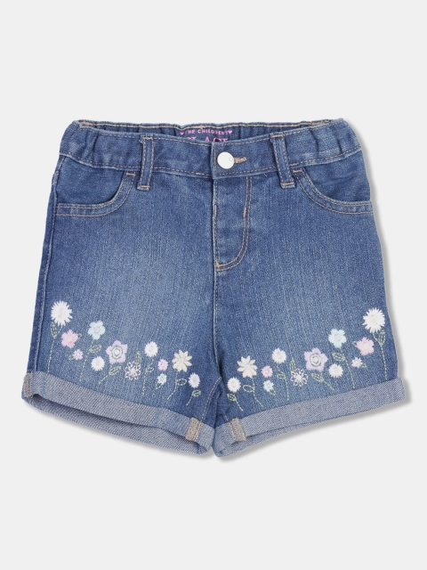 

The Childrens Place Girls Blue Washed Regular Fit Denim Shorts