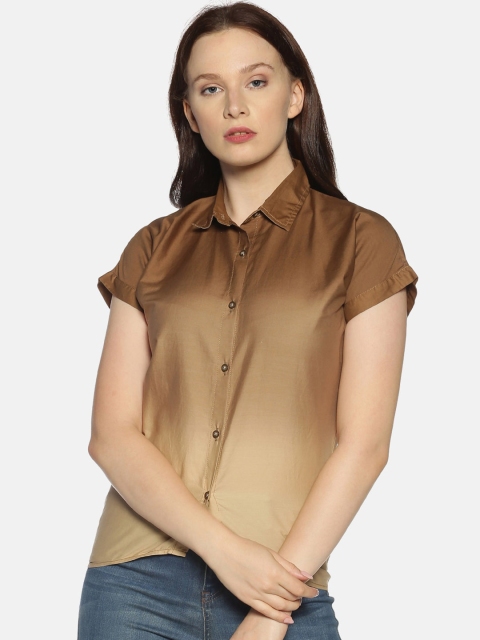 

Campus Sutra Women Brown Regular Fit Solid Casual Shirt