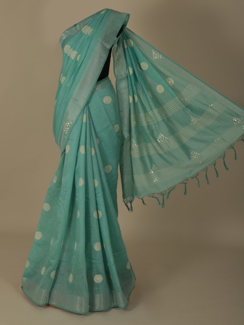 

Pothys Blue Woven Design Linen Blend Saree