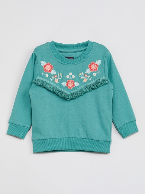 

max Girls Green Embroidered Sweatshirt
