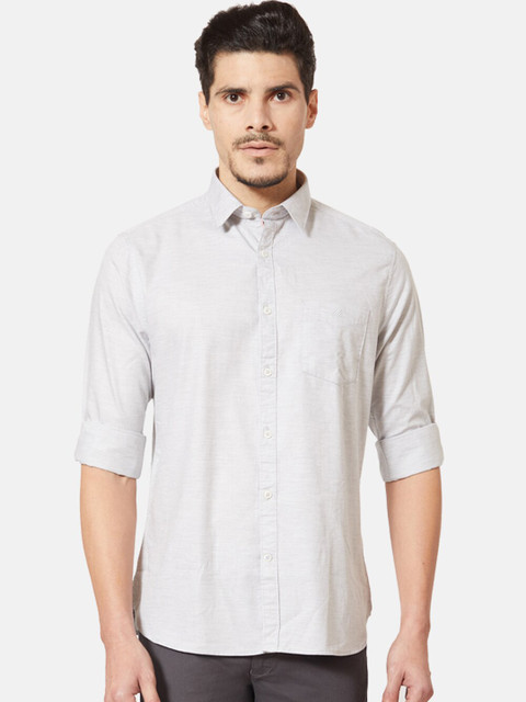 

J Hampstead Men Grey Slim Fit Solid Casual Shirt