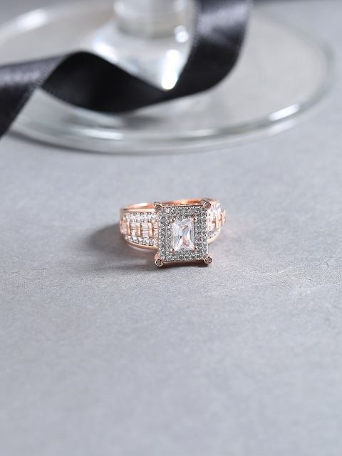 

Voylla Gold-Plated White CZ-Studded Handcrafted Finger Ring