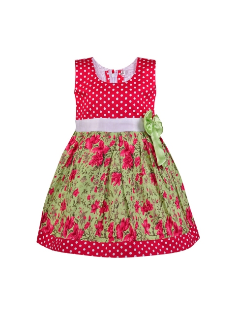 

Wish Karo Girls Red & Green Printed Fit and Flare Dress