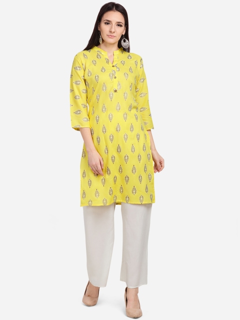 

SHAVYA Women Yellow & White Printed Kurta with Trousers