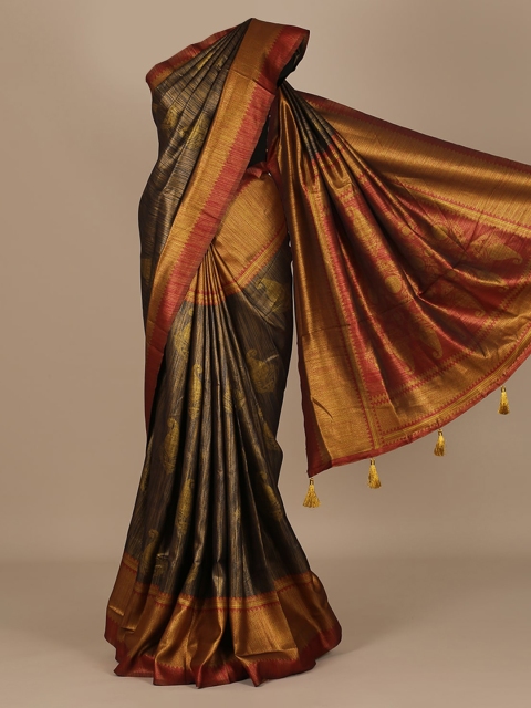 

Pothys Green & Red Jute Silk Woven Design Saree