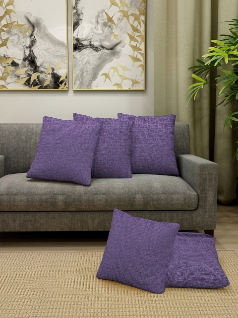

KLOTTHE Set Of 5 Purple Solid Sustainable Square Cushion Covers