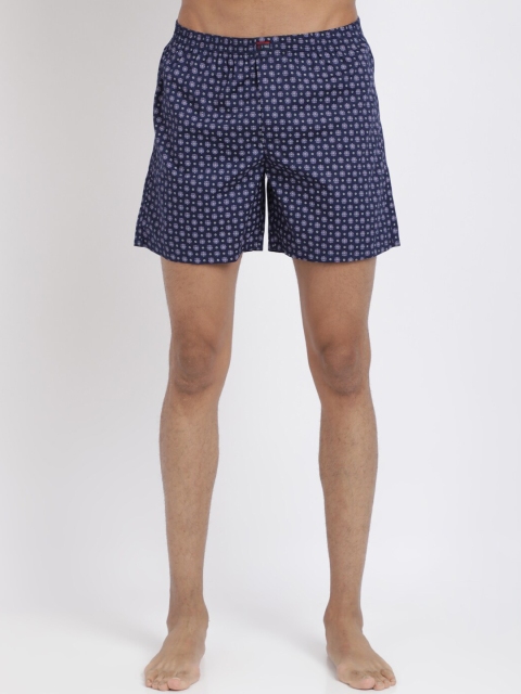 

IVOC Men Navy Blue & White Printed Pure Cotton Boxers