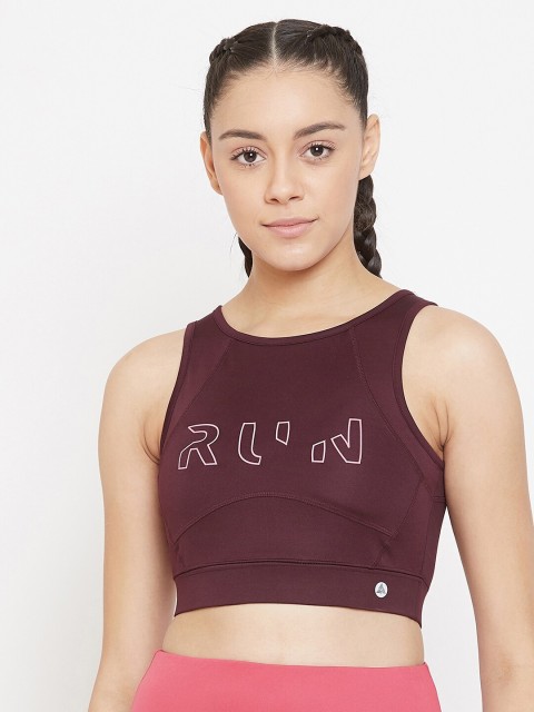 

Athleto Maroon Printed Lightly-Padded Wireless Sports Bra AWBT007