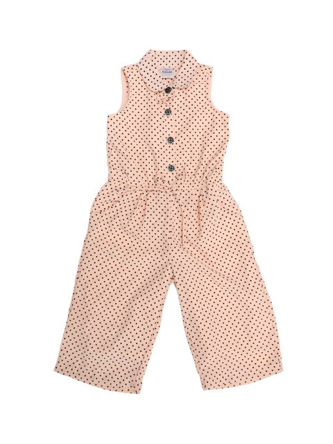 

Doodle Girls Peach-Coloured & Black Printed Basic Jumpsuit