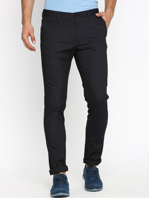 

Basics Men Black Tapered Fit Solid Regular Trousers