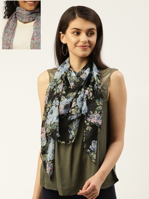 

Trend Arrest Women Pack Of 2 Printed Scarves, Black