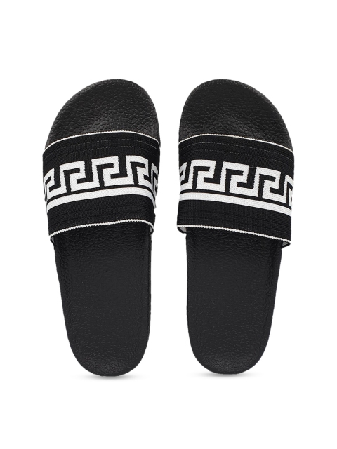Pampy Angel Women Black & White Self-Design Sliders