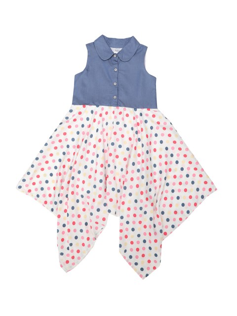 

Doodle Girls Off-White Colourblocked A-Line Dress