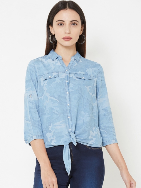 

Kraus Jeans Women Blue Regular Fit Self Design Casual Shirt