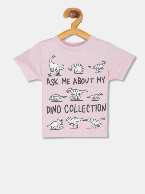 

The Childrens Place Boys Pink Printed Round Neck T-shirt