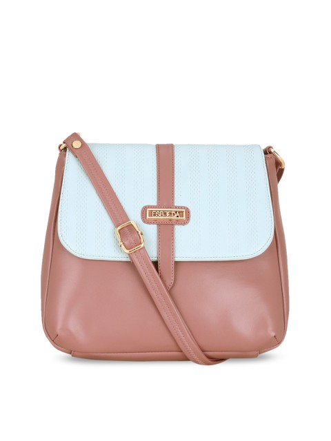 

ESBEDA Peach-Coloured & Blue Colourblocked Sling Bag