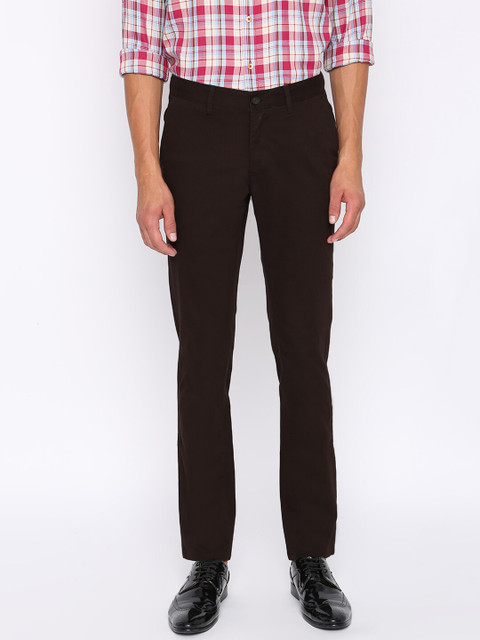 

Basics Men Brown Tapered Fit Solid Regular Trousers