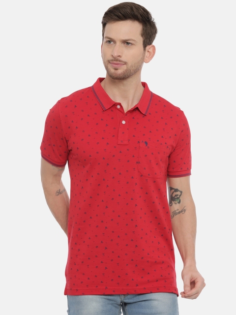 

Classic Polo Men Red Printed Polo Collar T-shirt