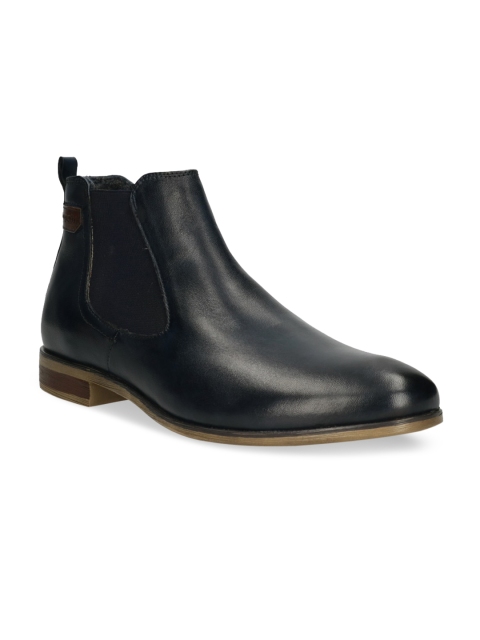 

Bugatti Men Navy Blue Solid Leather High-Top Flat Boots