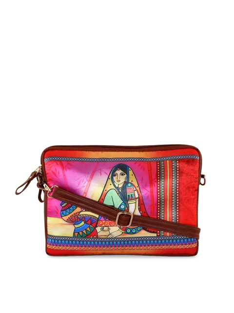 

All Things Sundar Red & Pink Printed Sling Bag