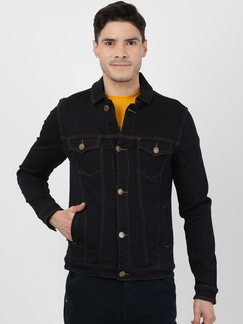 

Llak Jeans Men Navy Blue Solid Denim Jacket