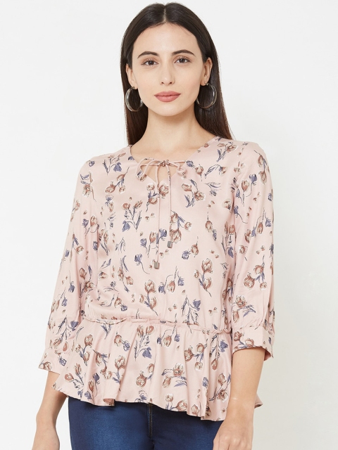 

Kraus Jeans Women Peach-Coloured Printed A-Line Top
