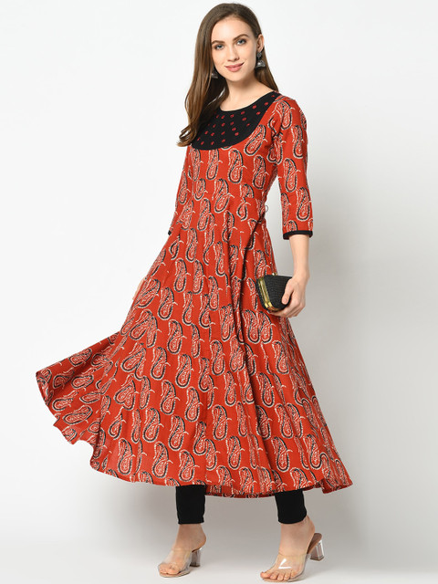 

Azira Women Red & Black Paisley Printed A-Line Kurta