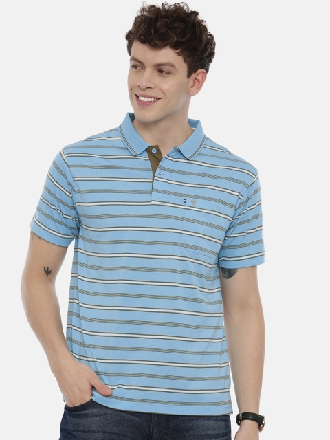 

Classic Polo Men Blue Striped Polo Collar T-shirt