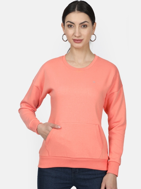 

Monte Carlo Women Peach-Coloured Solid Sweatshirt