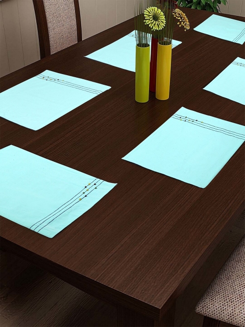 

KLOTTHE Set of 6 Turquoise Blue Solid Sustainable Table Placemats