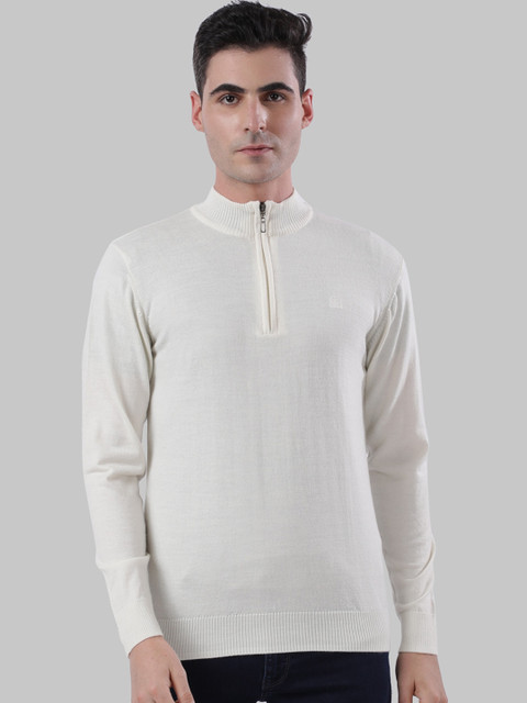 

Raymond Men White Solid Pullover Sweater