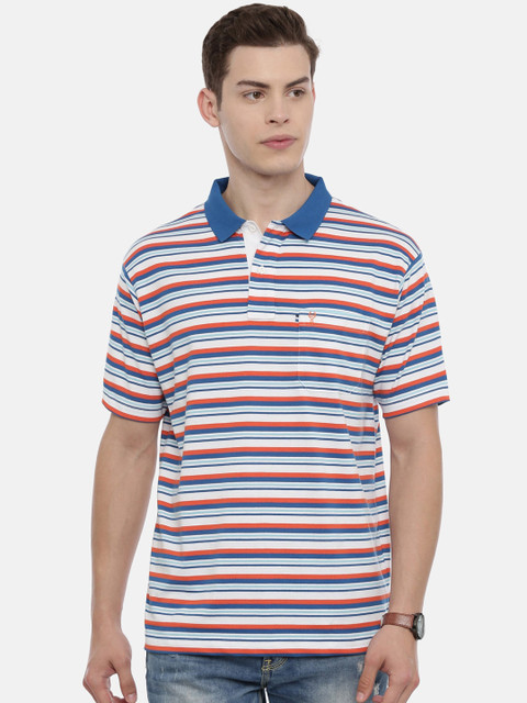 

Classic Polo Men Multicoloured Striped Polo Collar T-shirt, Multi
