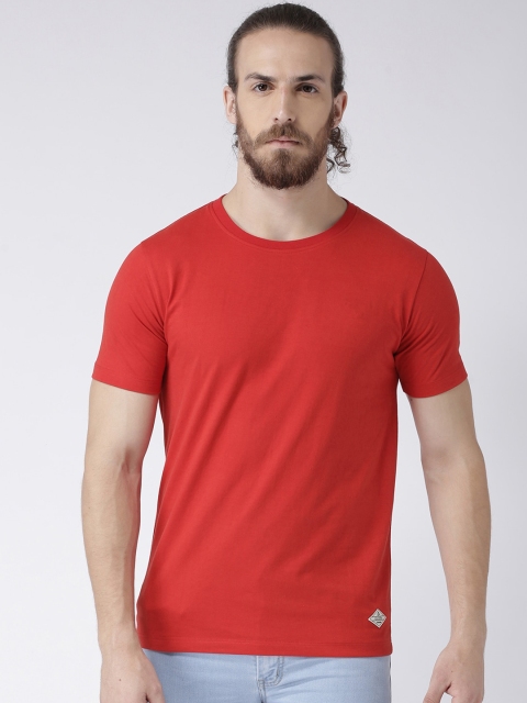 

GRIFFEL Men Red Solid Round Neck T-shirt
