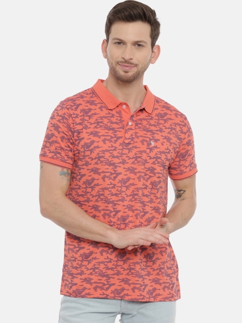 

Classic Polo Men Peach-Coloured Printed Polo Collar T-shirt