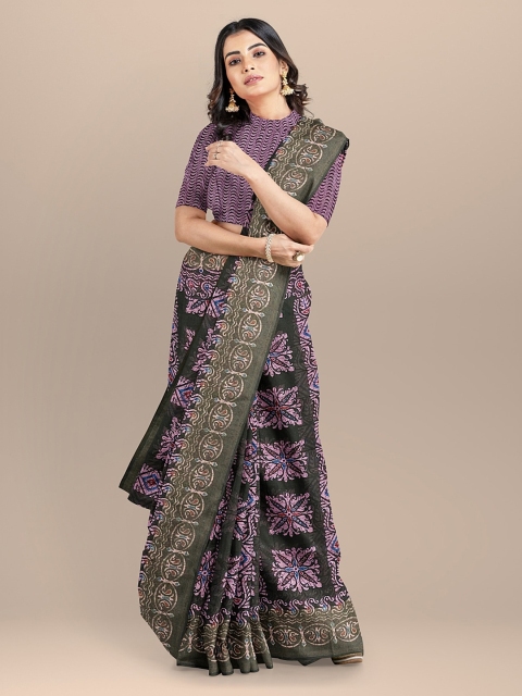 BharatSthali Black Woven Design Tussar Sustainable Saree